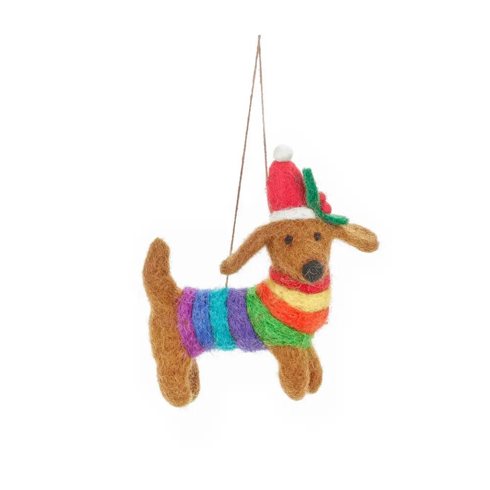 Felt So Good Christmas Decoration Rainbow Santa Sausage Dog Hanging Christmas Decoration
